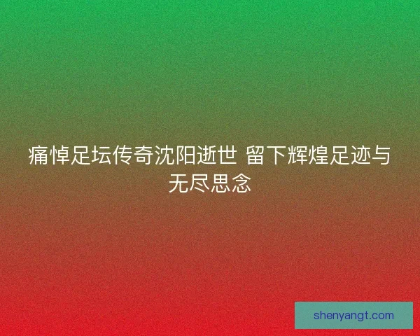 痛悼足坛传奇沈阳逝世 留下辉煌足迹与无尽思念