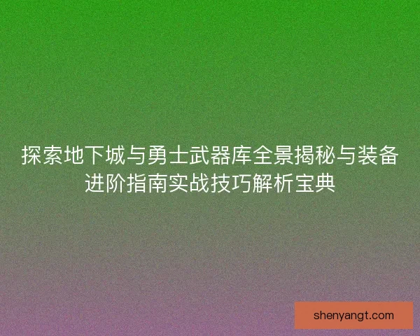 探索地下城与勇士武器库全景揭秘与装备进阶指南实战技巧解析宝典